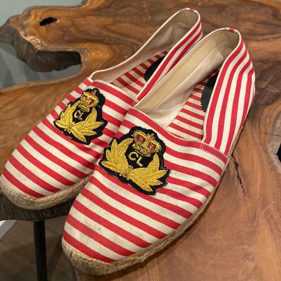 Christian Louboutin Galia  Striped Canvas Espadrilles size 12 with metallic - Picture 2 of 6